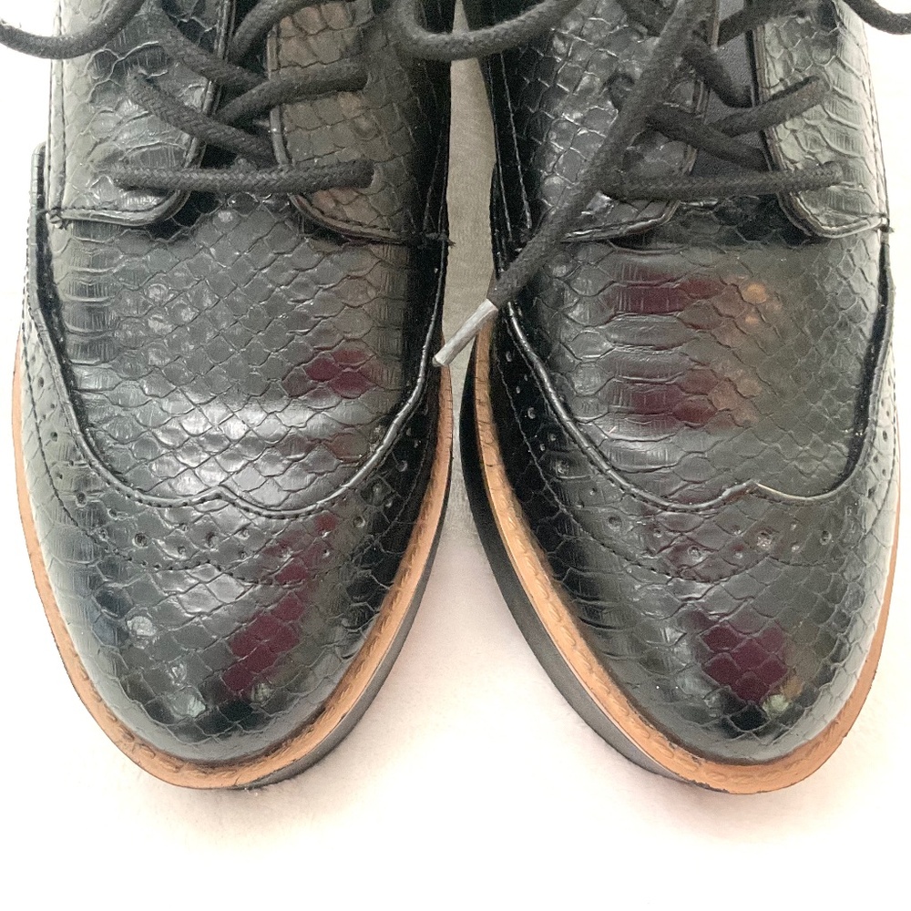 Black Madden Girl G-Class Almond Toe Snake Skin Lace Up Platform Oxfords Sz 6.5M - Picture 5 of 16